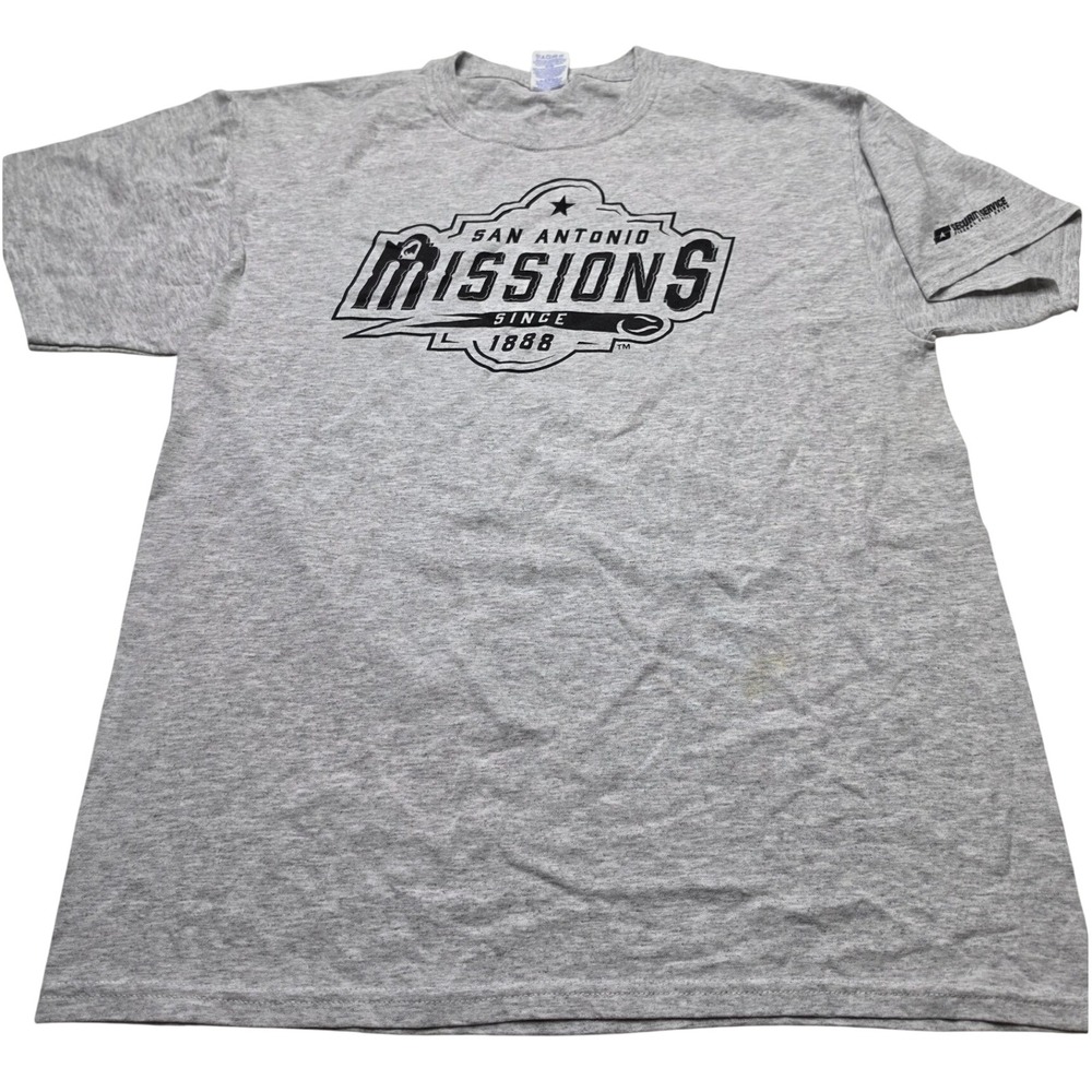 Jerzees San Antonio Missions Baseball T-Shirt Mens Large Grey Heathered Tee